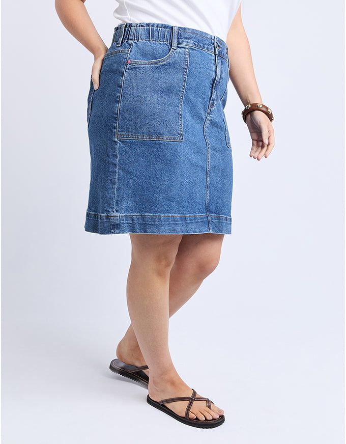 Atlas Denim Skirt Dark Blue Wash