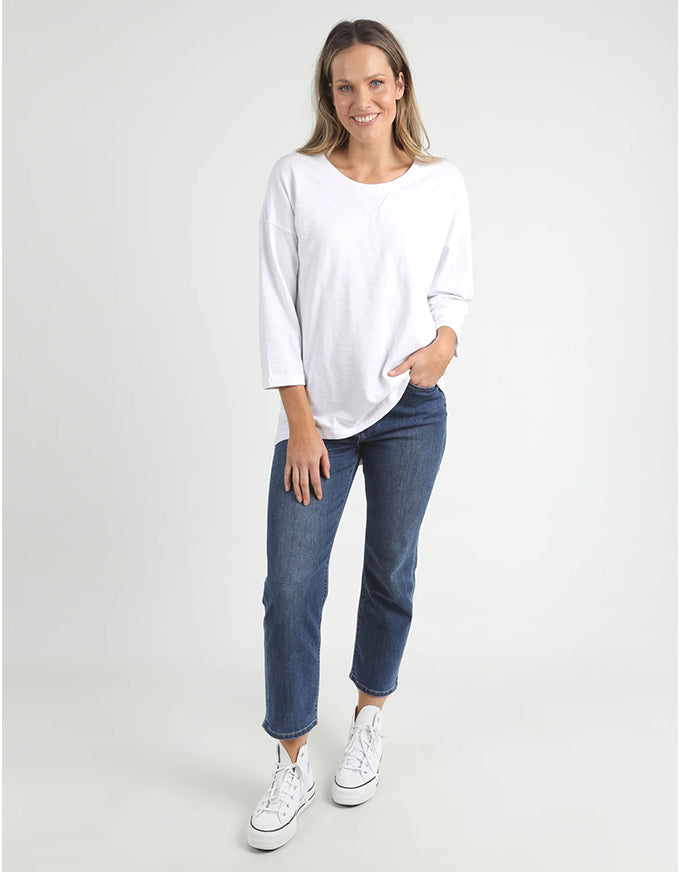 Annie 3/4 Sleeve Tee White