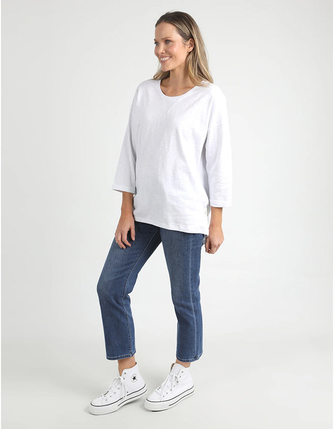 Annie 3/4 Sleeve Tee White