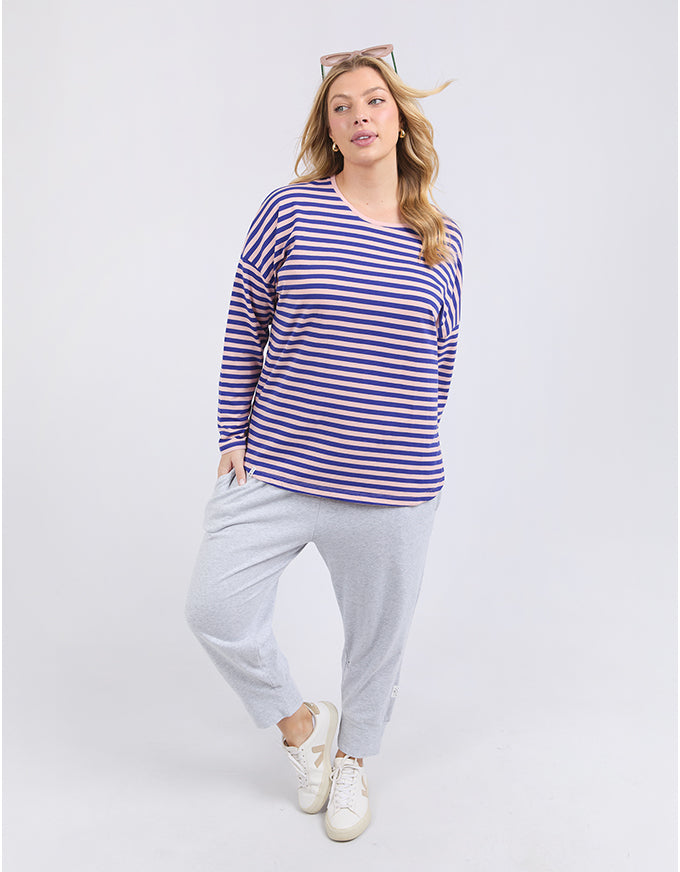 Lauren Long Sleeve Tee Blue/Blush Stripe