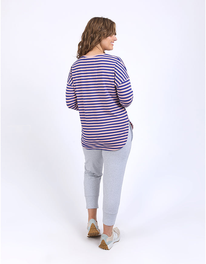 Lauren Long Sleeve Tee Blue/Blush Stripe