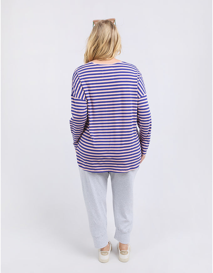 Lauren Long Sleeve Tee Blue/Blush Stripe