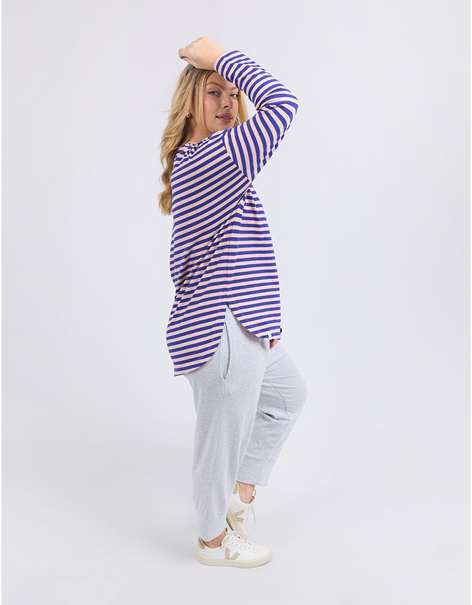 Lauren Long Sleeve Tee Blue/Blush Stripe