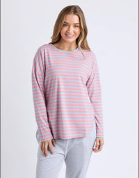 Lauren Long Sleeve Tee Sky Blue/Charm Pink
