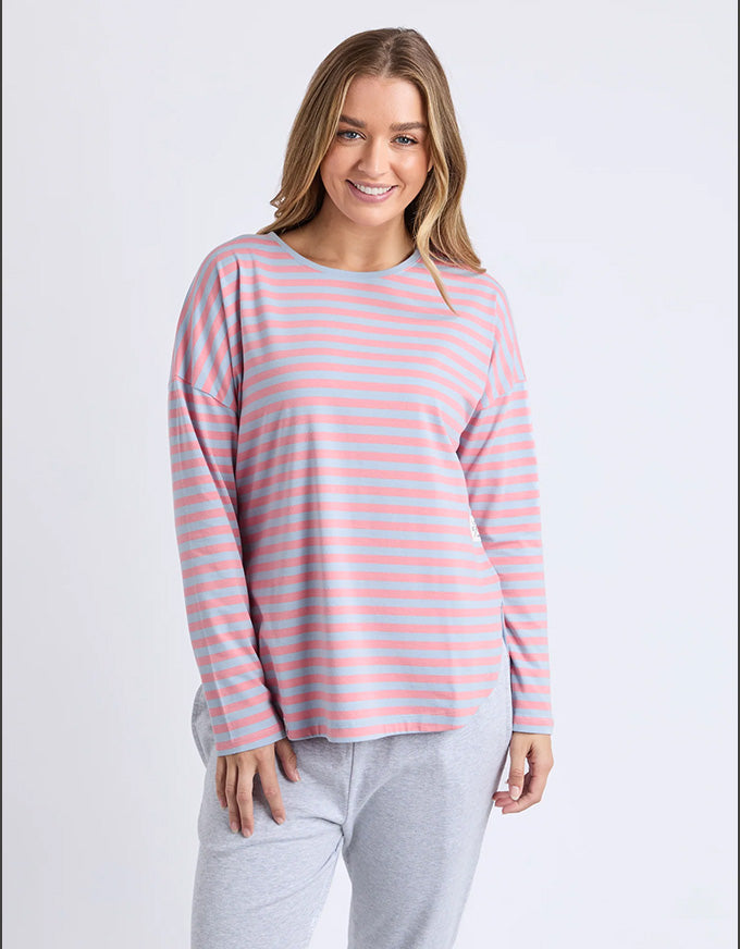 Lauren Long Sleeve Tee Sky Blue/Charm Pink