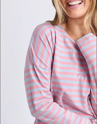 Lauren Long Sleeve Tee Sky Blue/Charm Pink