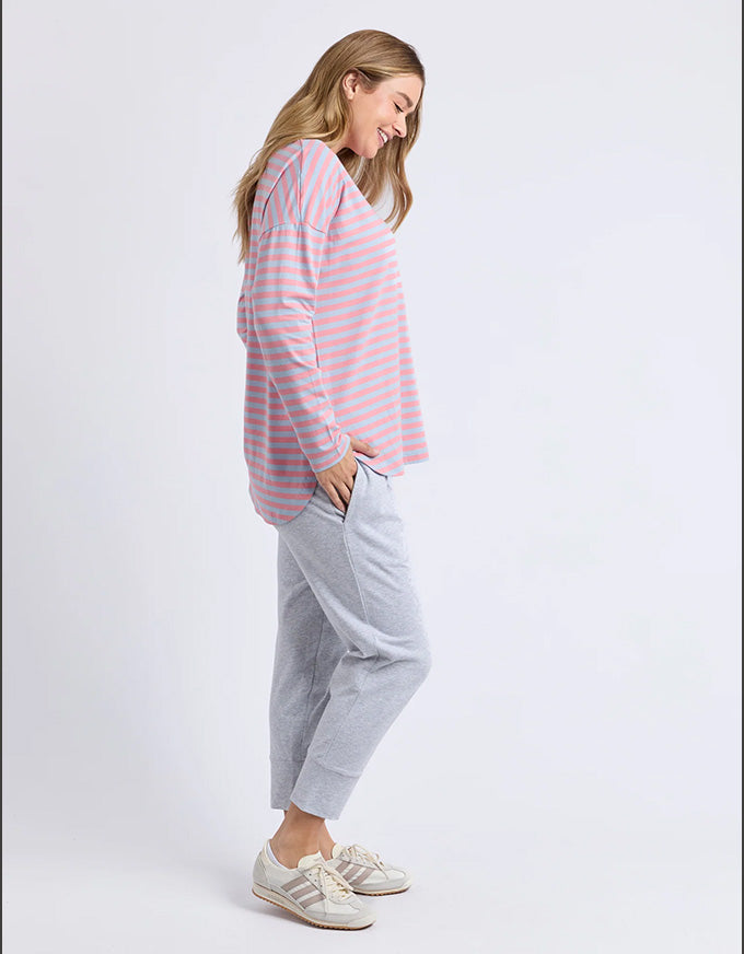Lauren Long Sleeve Tee Sky Blue/Charm Pink