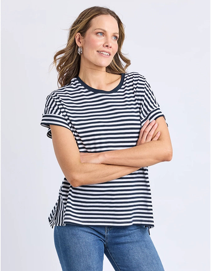 Yara Stripe Tee Navy