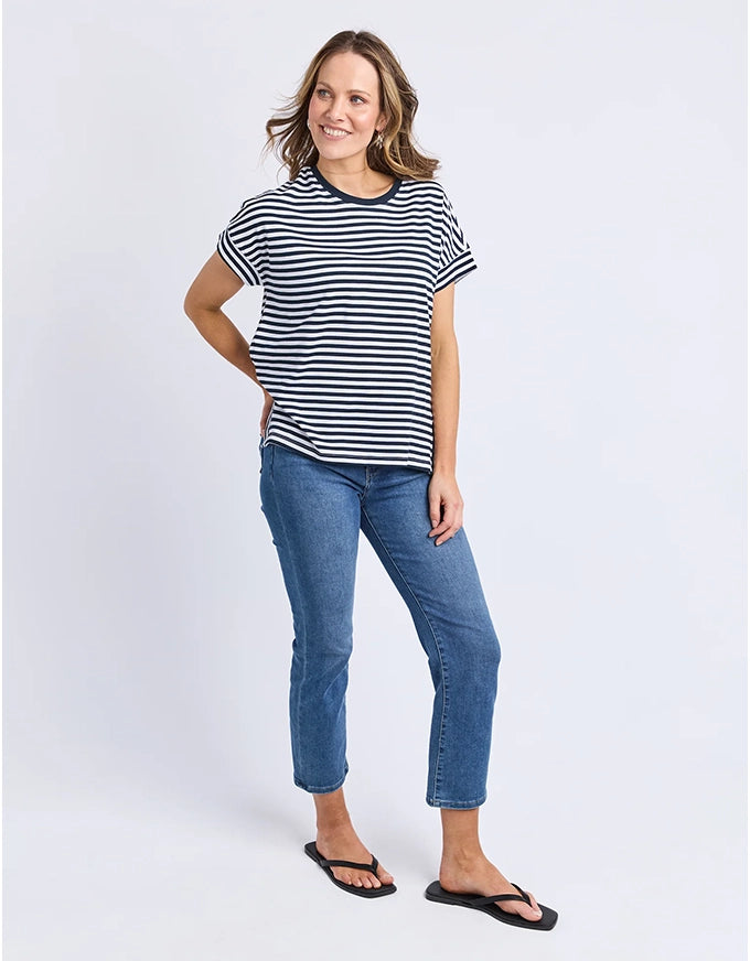 Yara Stripe Tee Navy