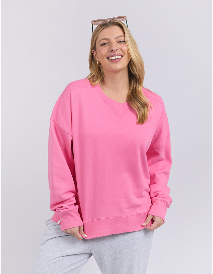 Sophia Fleece Crew Pink Geranium