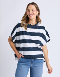 Gab Sweat Navy White Stripe