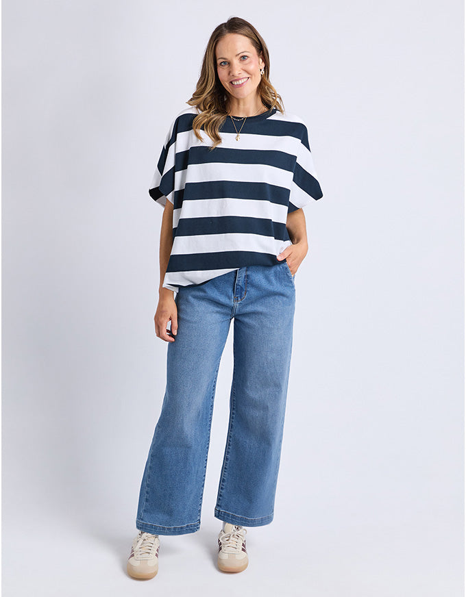 Gab Sweat Navy White Stripe
