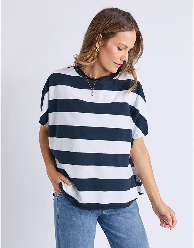 Gab Sweat Navy White Stripe