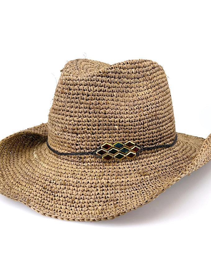 Kayce Cowboy Hat Chocolate Raffia