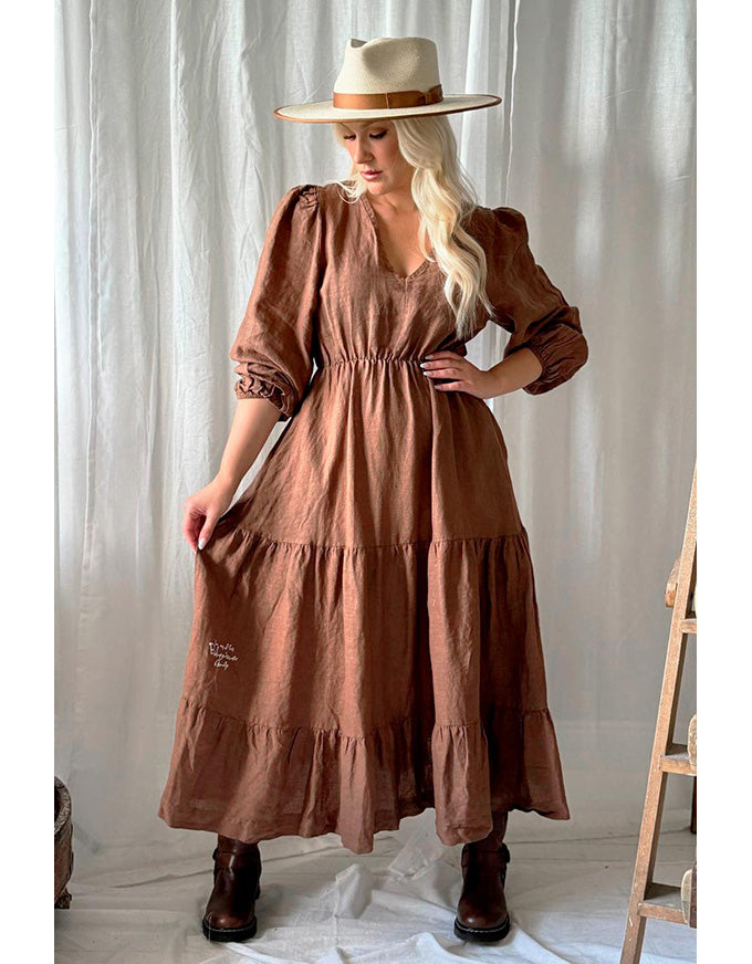 Charly Linen Dress Walnut