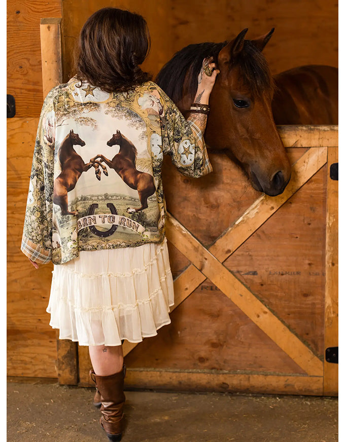 Born To Run Cropped Bamboo Kimono
