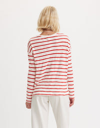 Margot L/S Tee Saint Stripe Scarlet