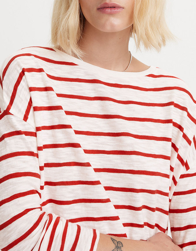 Margot L/S Tee Saint Stripe Scarlet