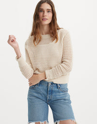 Superbloom Crochet Long-Sleeve Top White Swan