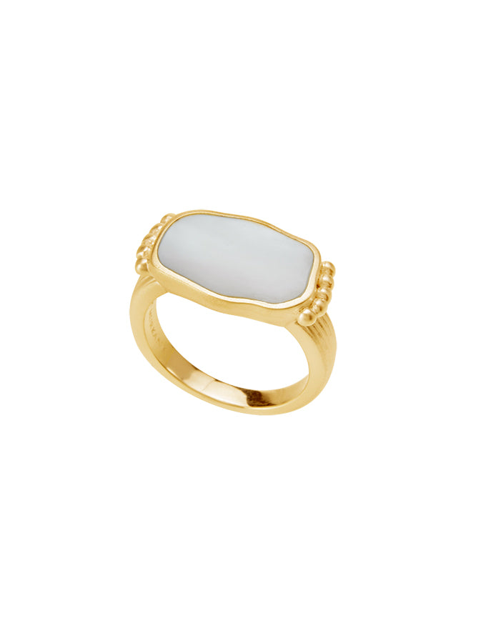 Aphrodite Goddess Mother Of Pearl Ring Gold