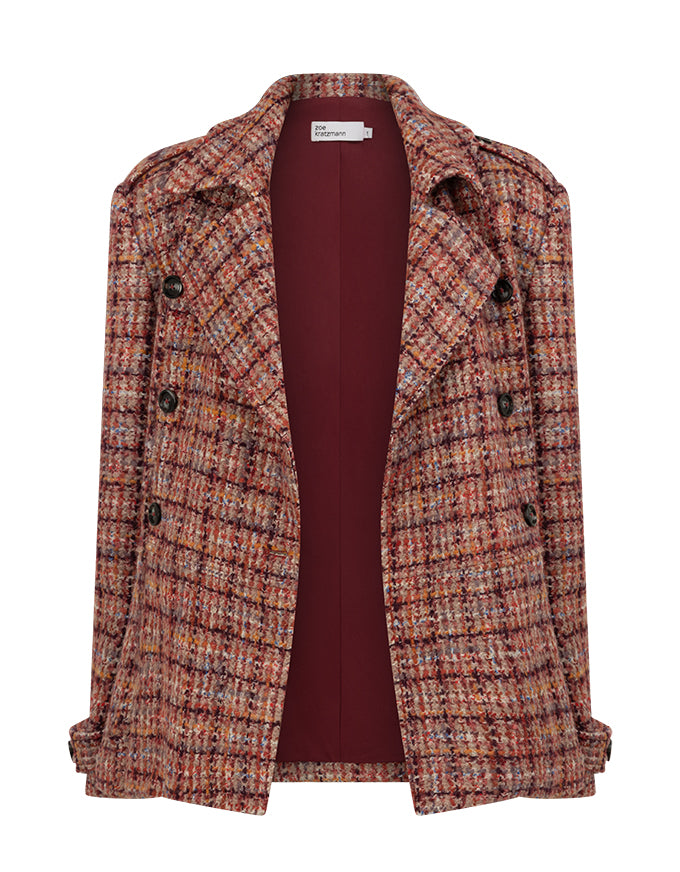 Revel Coat Berry Check Boucle