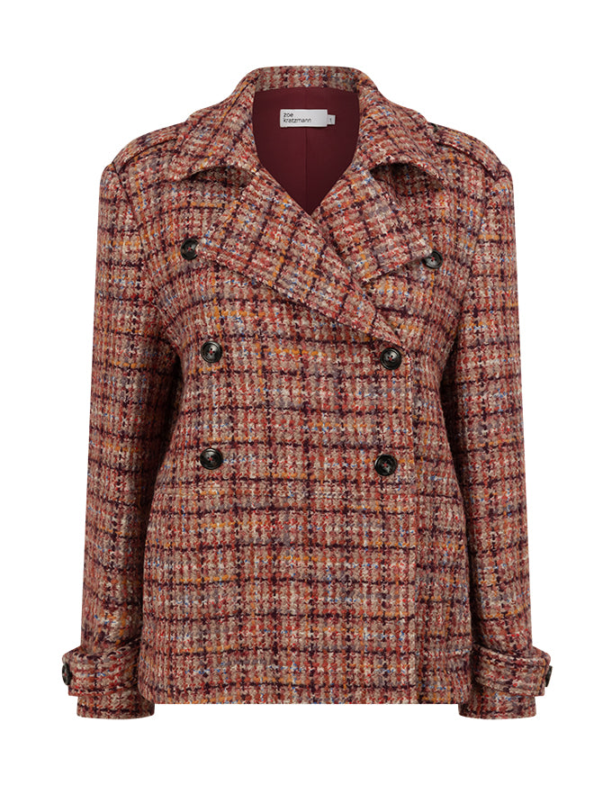 Revel Coat Berry Check Boucle