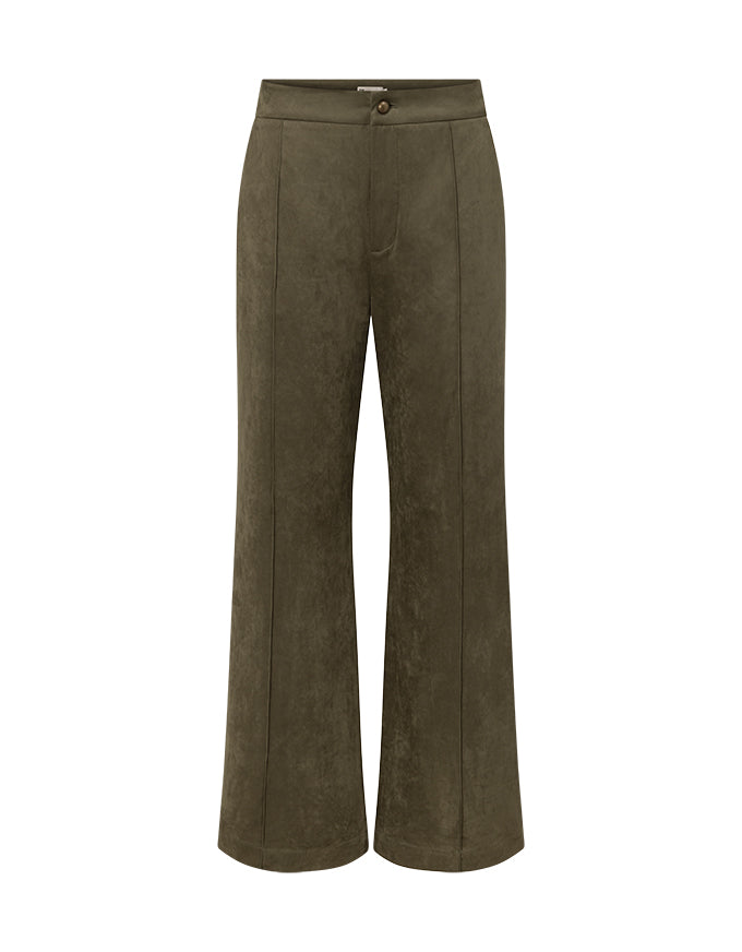 Chime Pant Olive Faux Suede