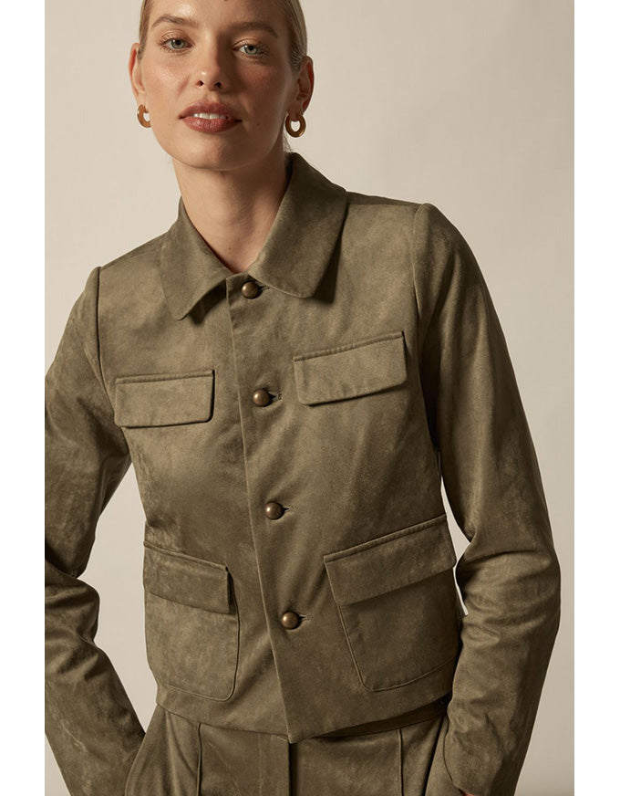 Abound Jacket Olive Faux Suede
