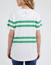 Allegra Short Sleeve Tee White & Green Stripe