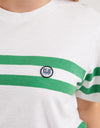 Allegra Short Sleeve Tee White & Green Stripe