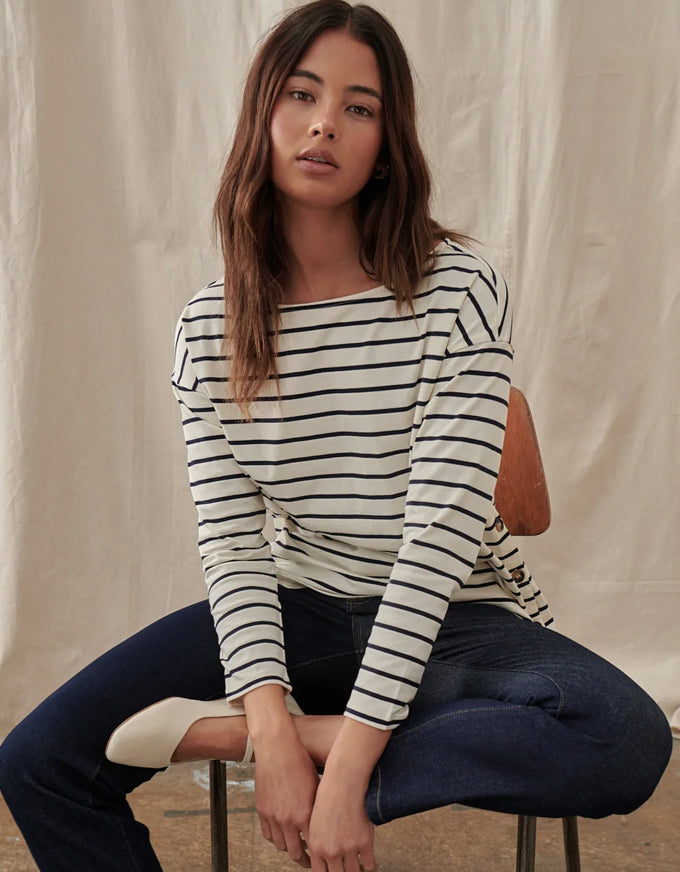 Amelie Top Ecru/Navy Stripe