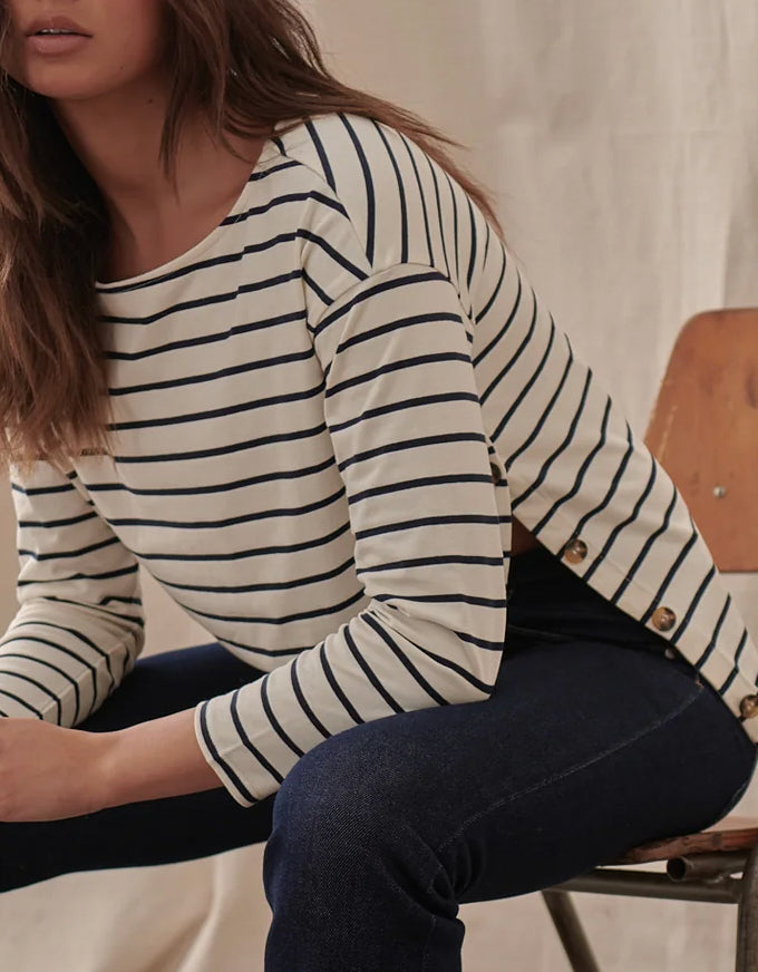 Amelie Top Ecru/Navy Stripe