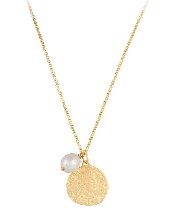 Ancient Coin Pearl Necklace