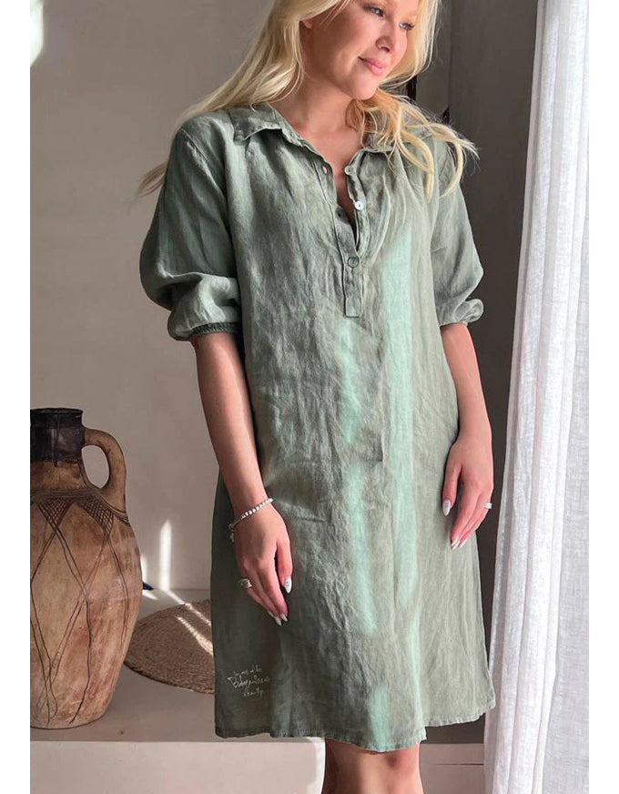 Antica Linen Dress Khaki
