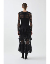 Black lace dress on a white background