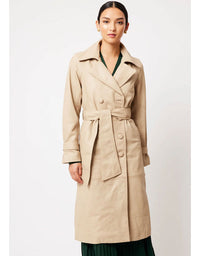 Once Was Astra Reglan Sleeve Leather Trench Coat Oatmeal