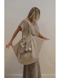 Puro Lino Tote Bag Blue Stripe
