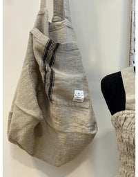 Puro Lino Tote Bag Charcoal Stripe