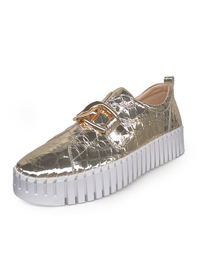 BAGE Sneakers Gold Croc Shine
