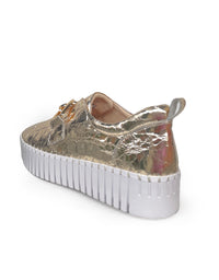BAGE Sneakers Gold Croc Shine