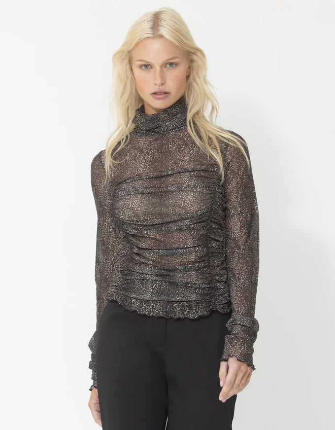 Baby Leopard Sheer Ruched Top