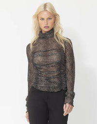 Baby Leopard Sheer Ruched Top