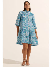 Beacon Dress Sapphire Tile Print