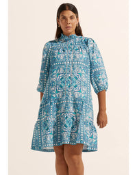 Beacon Dress Sapphire Tile Print