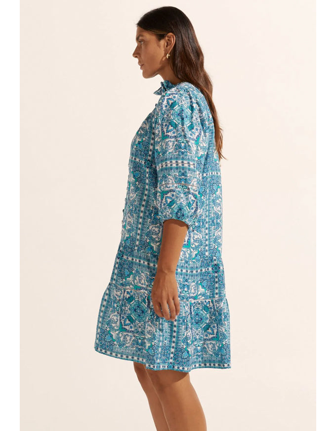 Beacon Dress Sapphire Tile Print