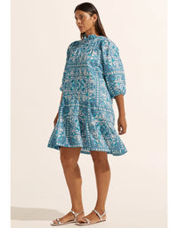 Beacon Dress Sapphire Tile Print