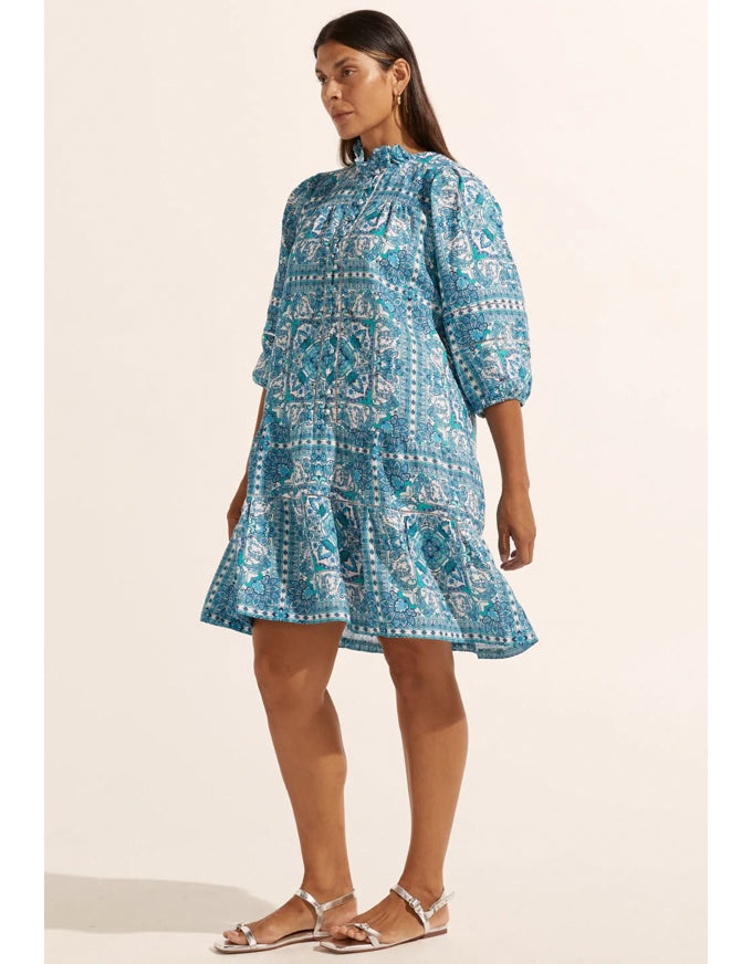 Beacon Dress Sapphire Tile Print