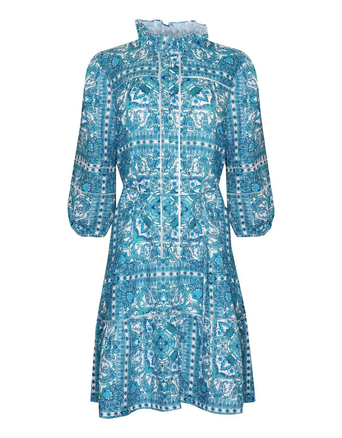 Beacon Dress Sapphire Tile Print