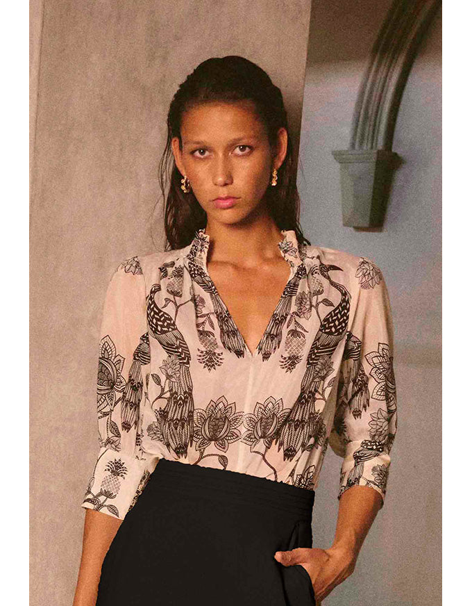 Oleander Shirred Blouse Imperial Stone