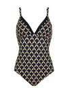 Black/Tan Print Swimsuit